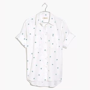Madewell Cotton Courier Shirt in Palm Print L